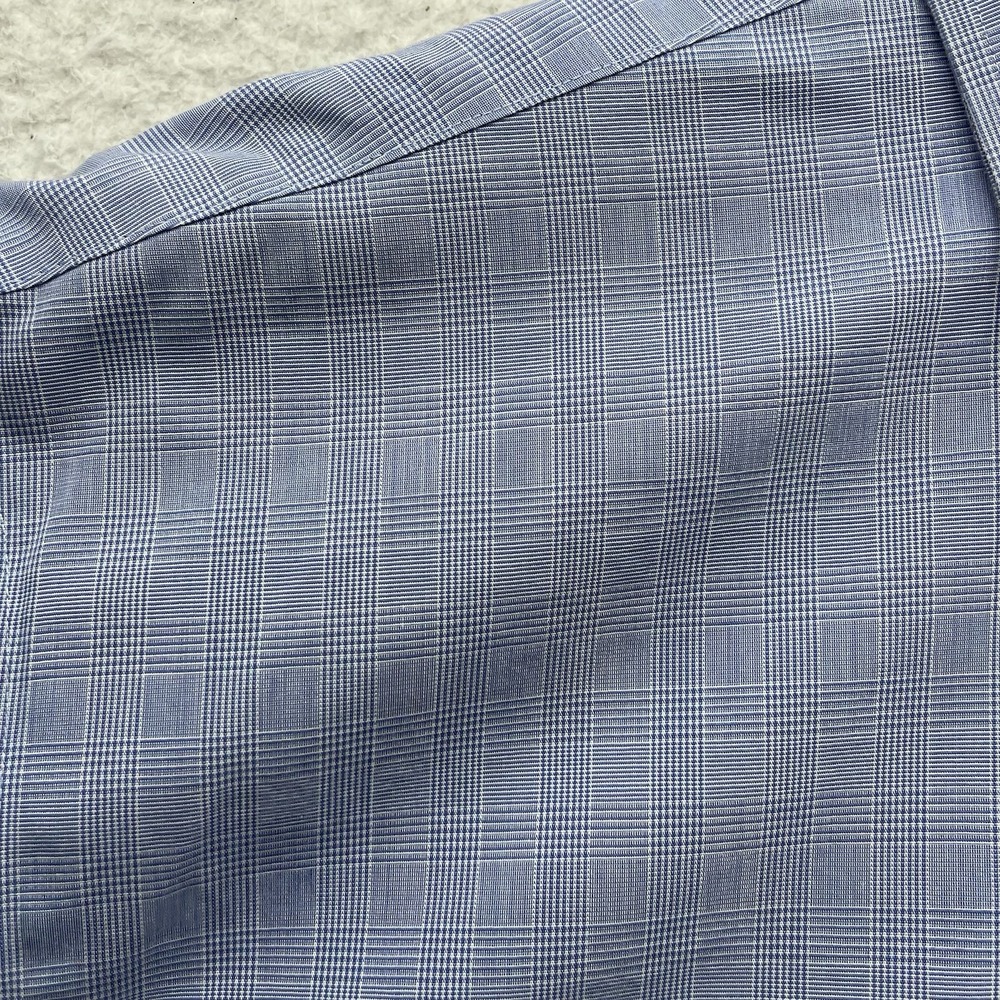 Brooks Brothers Dress Shirt Mens 17.5 6/7 Blue Glen Plaid Button Down 346 Preppy - Picture 5 of 10